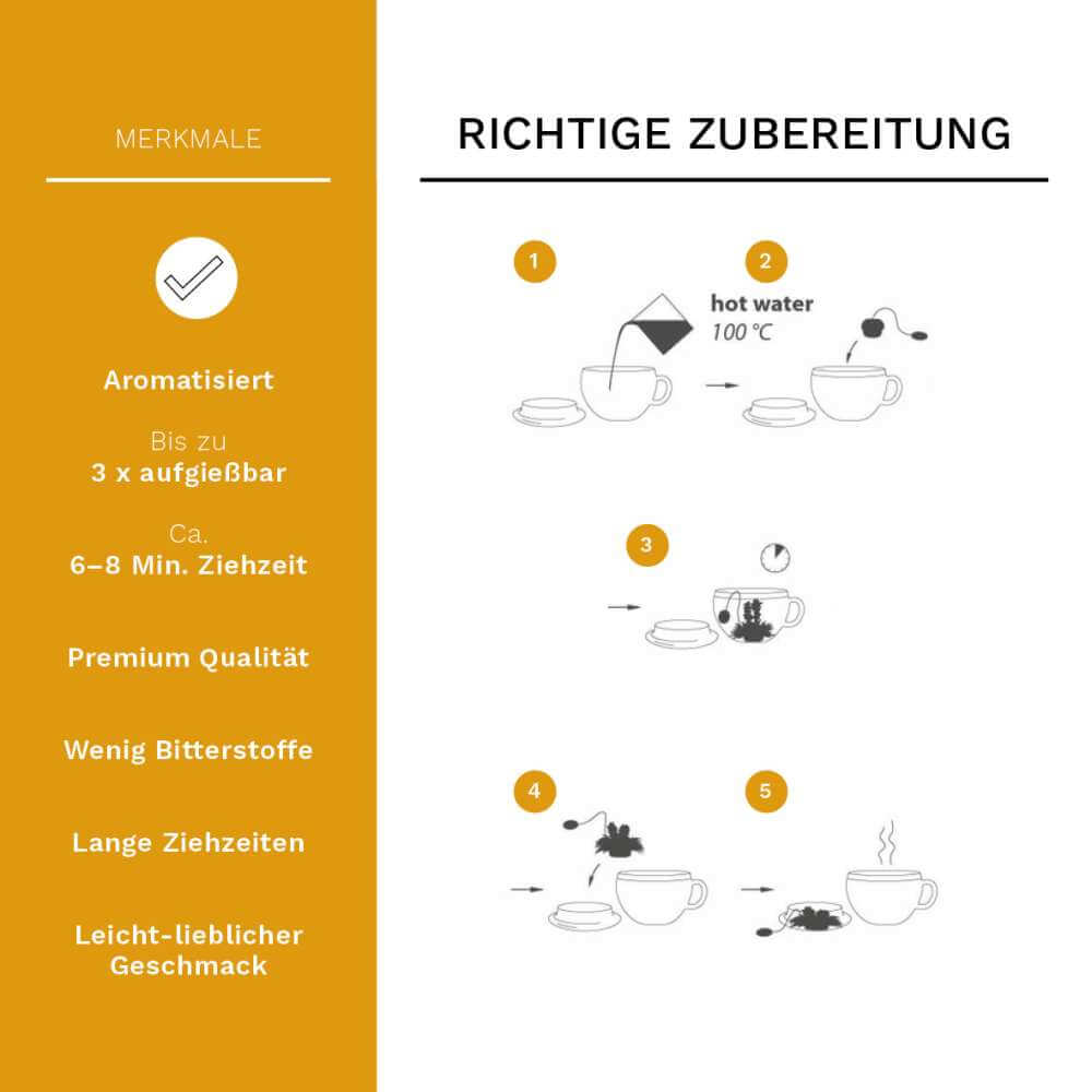 12x Creano Teelini Teeblumen im Tassenformat - in eleganter Holzbox (Weißtee)