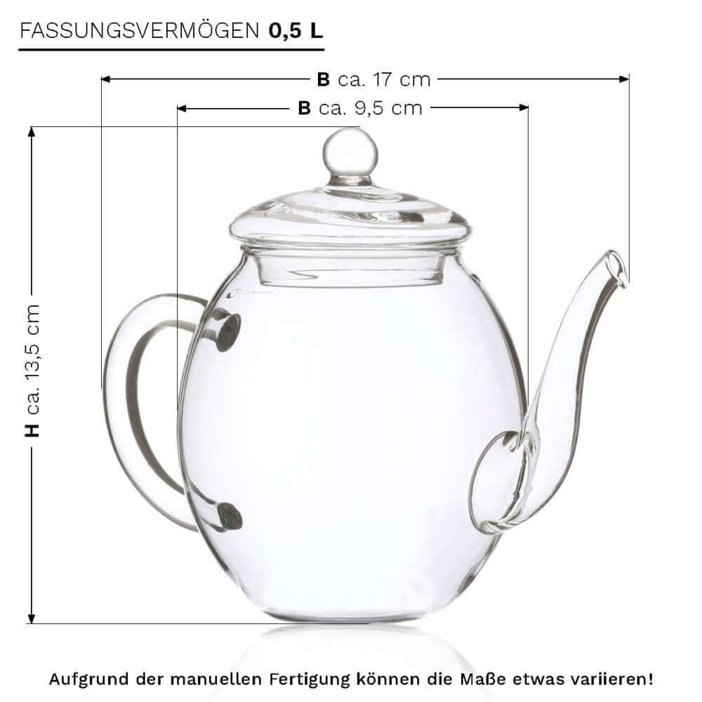 Creano "ErblühTee" Geschenkset Weißer Tee und Glaskanne, 0,5 l im Geschenkkarton